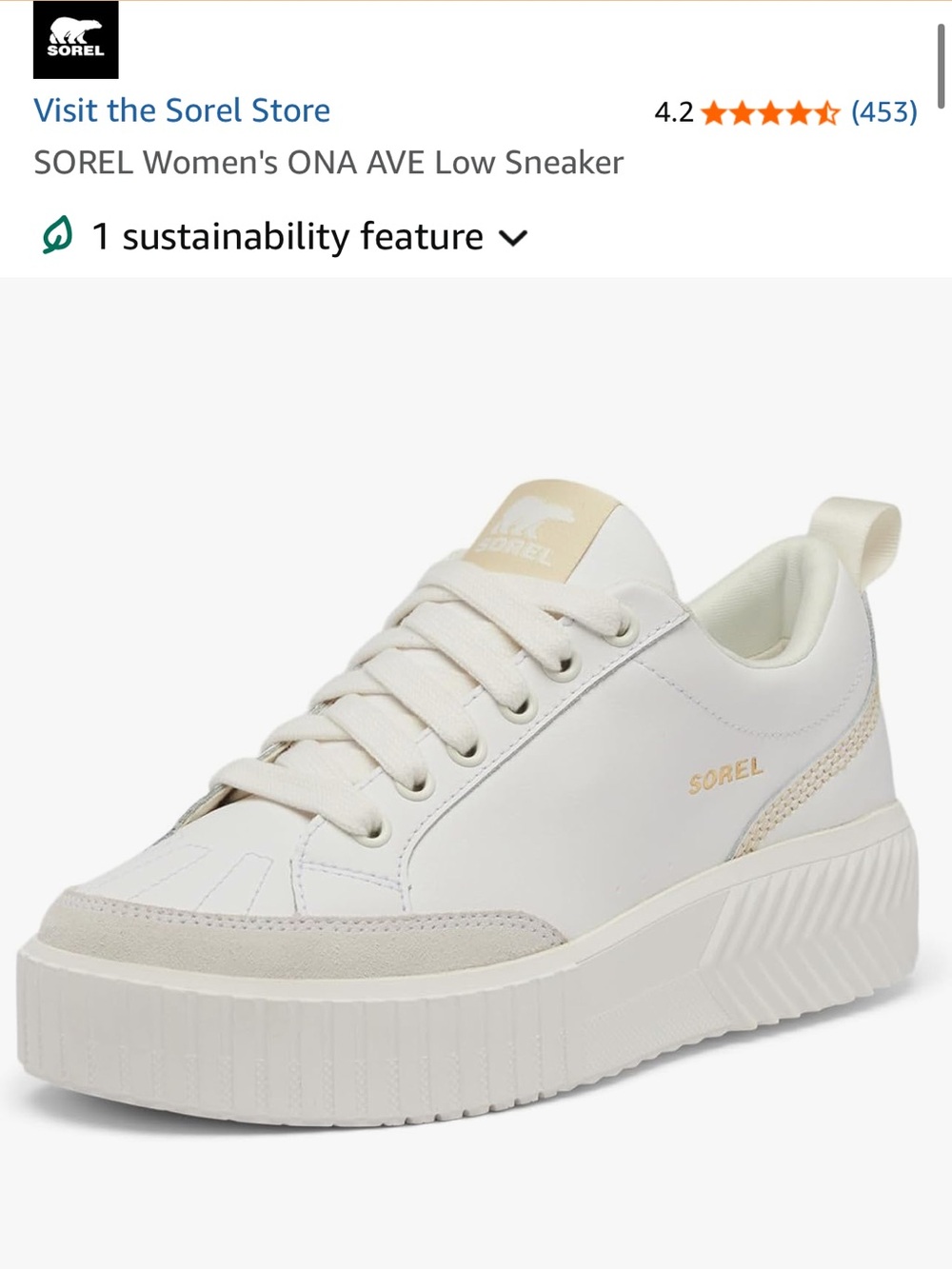 Sorel Cream Low-Top Platform Sneaker - WATERPROOF